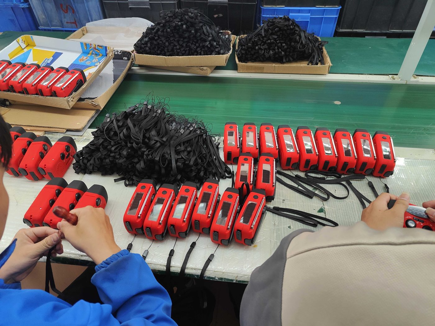 Hand crank radio assembly line — bulk production for export